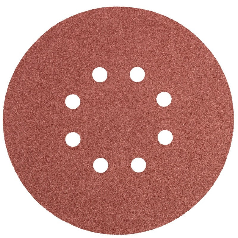 GRAPHITE Velcro sanding discs 150 mm, K150, 5 pcs, with 8 holes — 55H950