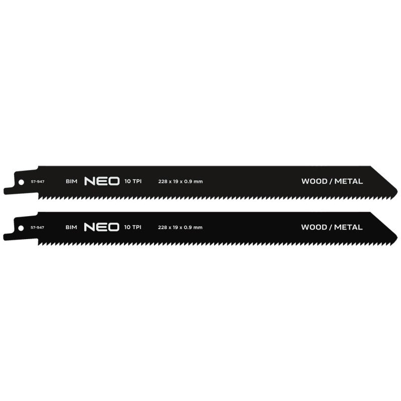 NEO TOOLS Sabre saw blades 228 x 19 x 0.9 mm, 10TPI, cpl. 2 pcs. — 57-947
