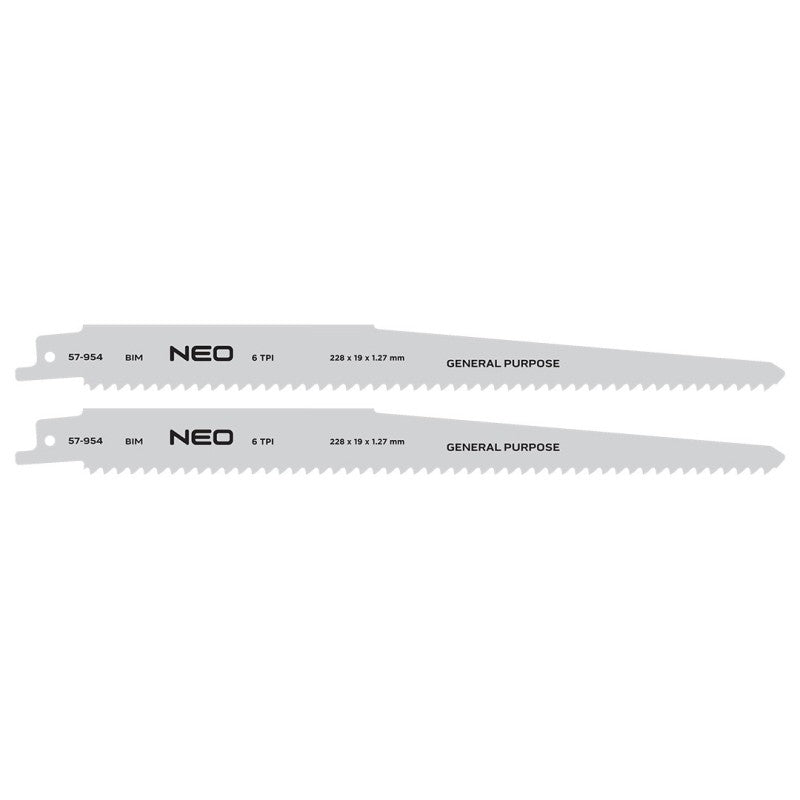 NEO TOOLS Sabre saw blades 228 x 19 x 1.27 mm, 6TPI, cpl. 2 pcs. — 57-954