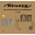 100l 230v 3hp Belt-driven Air Compressor