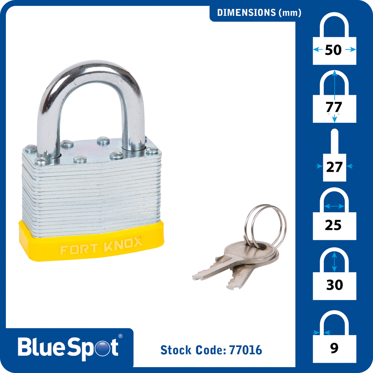 Blue Spot Tools 50mm Laminated Padlock
